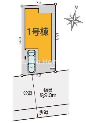 葛飾区東水元3丁目新築分譲住宅の区画図|【区画図】南道路！