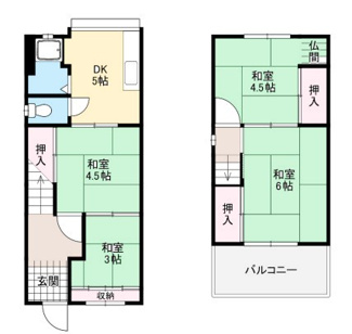 【間取り】 | 尼崎市瓦宮１丁目中古戸建 | 全ての居室が和室の４DKの間取りです♪お二人様からファミリー様まで幅広くおすすめの間取りです！！