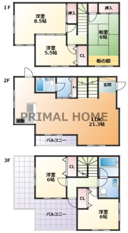 【間取り】 | 富岡東戸建て