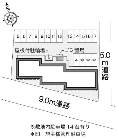 明石市大久保町大窪のアパートの駐車場