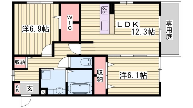 姫路市北今宿２丁目のハイツの間取り