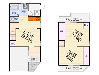 【間取り】 | 浜寺石津町西4丁テラスハウス