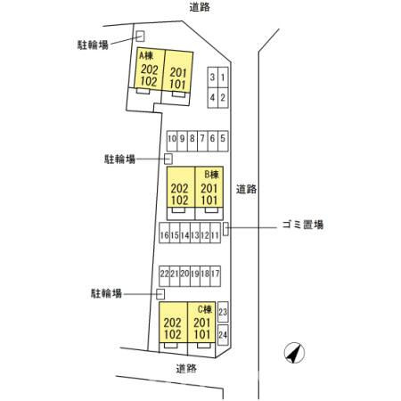 セジュール田村西 A棟の区画図