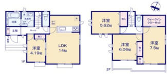 【間取り】 | 国立市谷保7丁目　全１７棟　N号棟　仲介手数料無料 | 4LDK＋WIC

