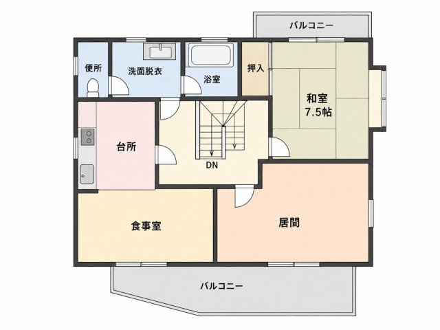 「ゆとりの5SLDK」高知市春野町南ヶ丘7丁目　中古戸建の間取り|2階