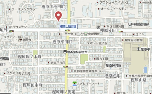 京都市西京区樫原平田町　中古戸建の地図