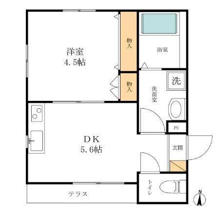ＰＯＮＴ　ＰＯＲＴＥ　Ｂ　ポントポルテビーの間取り|★１フロア２住戸★