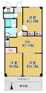 【間取り】 | 東園田ストークハイツ | １階のお部屋で小さなお子様も安心してお住まいいただけます♪南側には専用庭があり、ガーデニングも楽しめます！！