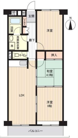 所沢ハイコーポマンションの間取り|8階建て7階部分、南向き3LDK！