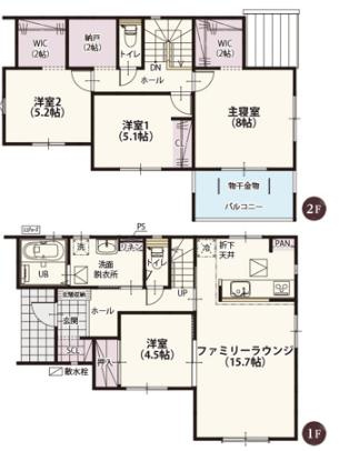 ワイウッドコート加須市南篠崎第３期　新築一戸建て　01の間取り|お食事の準備や片付けに便利な対面式カウンターキッチン♪