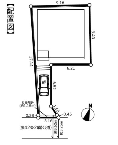 【横浜市鶴見区上末吉1丁目15-20新築戸建て】★仲介手数料無料★（末吉小学校・末吉中学校）の区画図|前面道路から奥まった旗竿形状の敷地で、プライバシー性の高い住環境を実現。建物前にはテラススペースを確保し、落ち着いた住空間が魅力です。カースペース1台分付きで日常の使い勝手にも配慮されています。