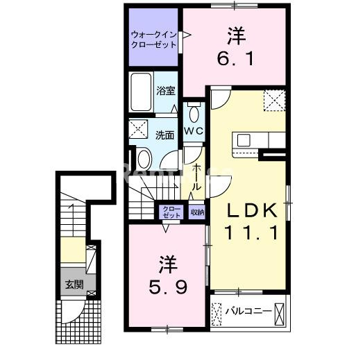 イ・ラヴィエ　Ｂの間取り|間取図
