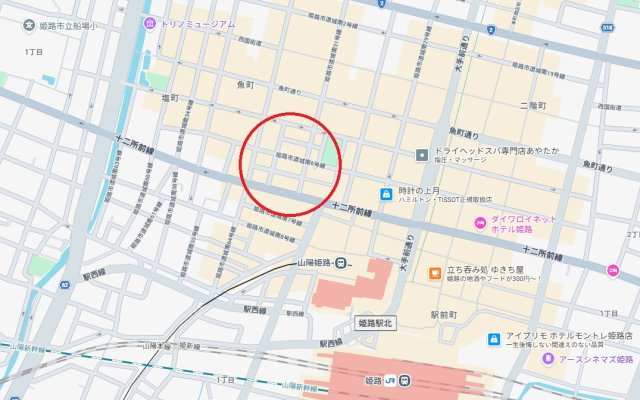 リベ・グラート姫路ベルスウィート　　　山陽電鉄「山陽姫路駅」徒歩4分の地図