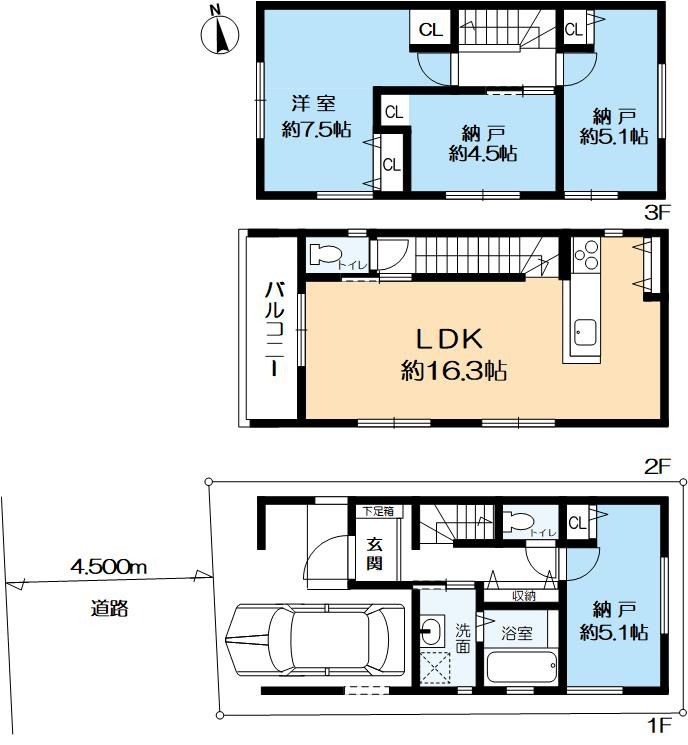 高槻市桜ケ丘北町新築戸建の間取り|建物面積：９９．１０㎡の４LDKです。