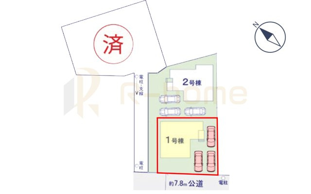 土浦市文京町2期　新築戸建て　1号棟の区画図|大きなお買い物だからこそ、メリット・デメリットを伝えさせて頂きます。
R-homeにお任せください♪