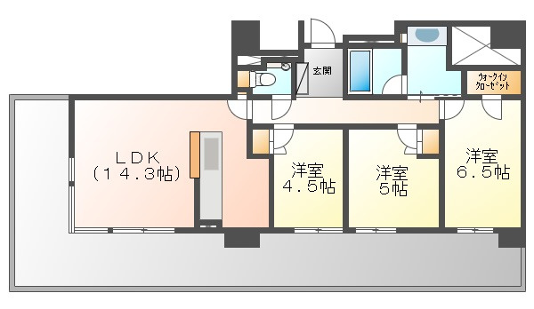 ライオンズタワー岡山千日前の間取り