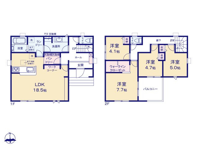 【間取り】 | 北本市石戸第2　新築戸建　全1棟　1号棟