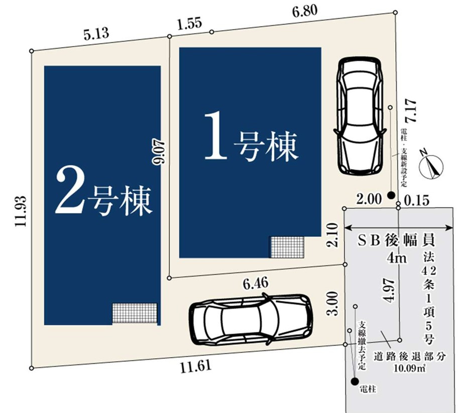 川崎市幸区南加瀬531②　1号棟の区画図