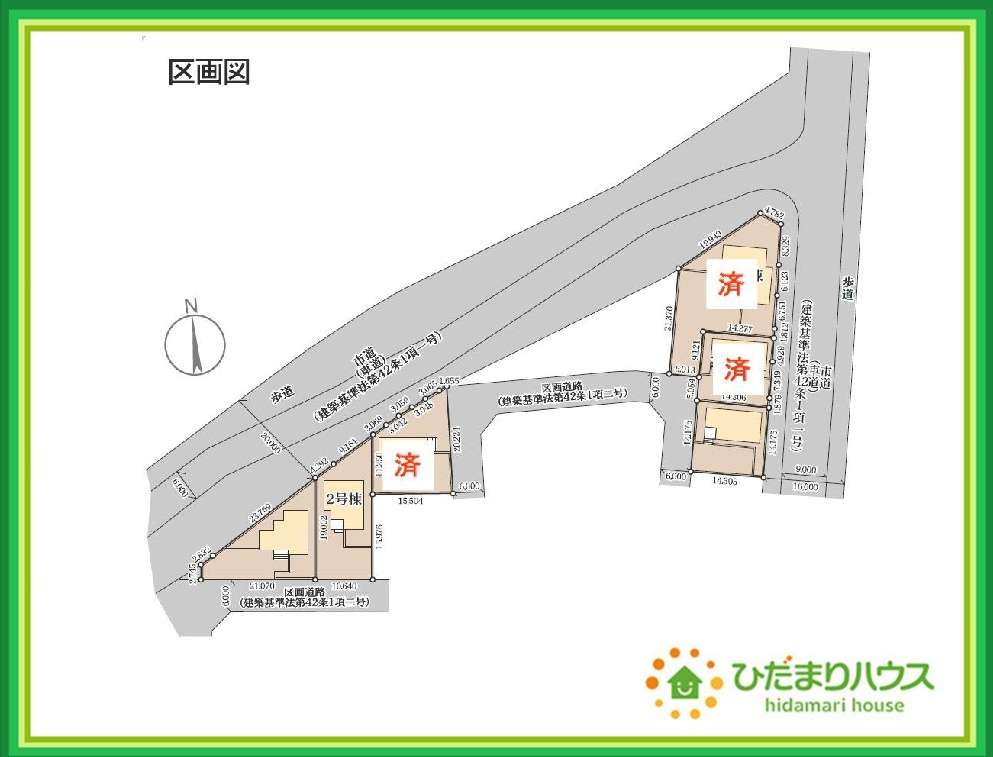 郡山市東山1丁目1期　新築戸建　2号棟の区画図|周辺は緑も多く、スーパーやドラックストアも近い為、住環境良好です♪
