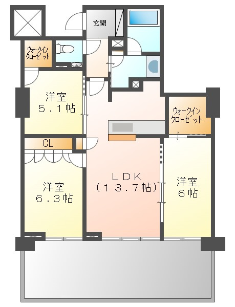 ライオンズタワー岡山千日前の間取り