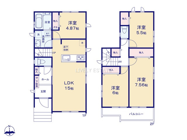 草加市氷川町 新築分譲住宅 全5棟 B号棟の間取り