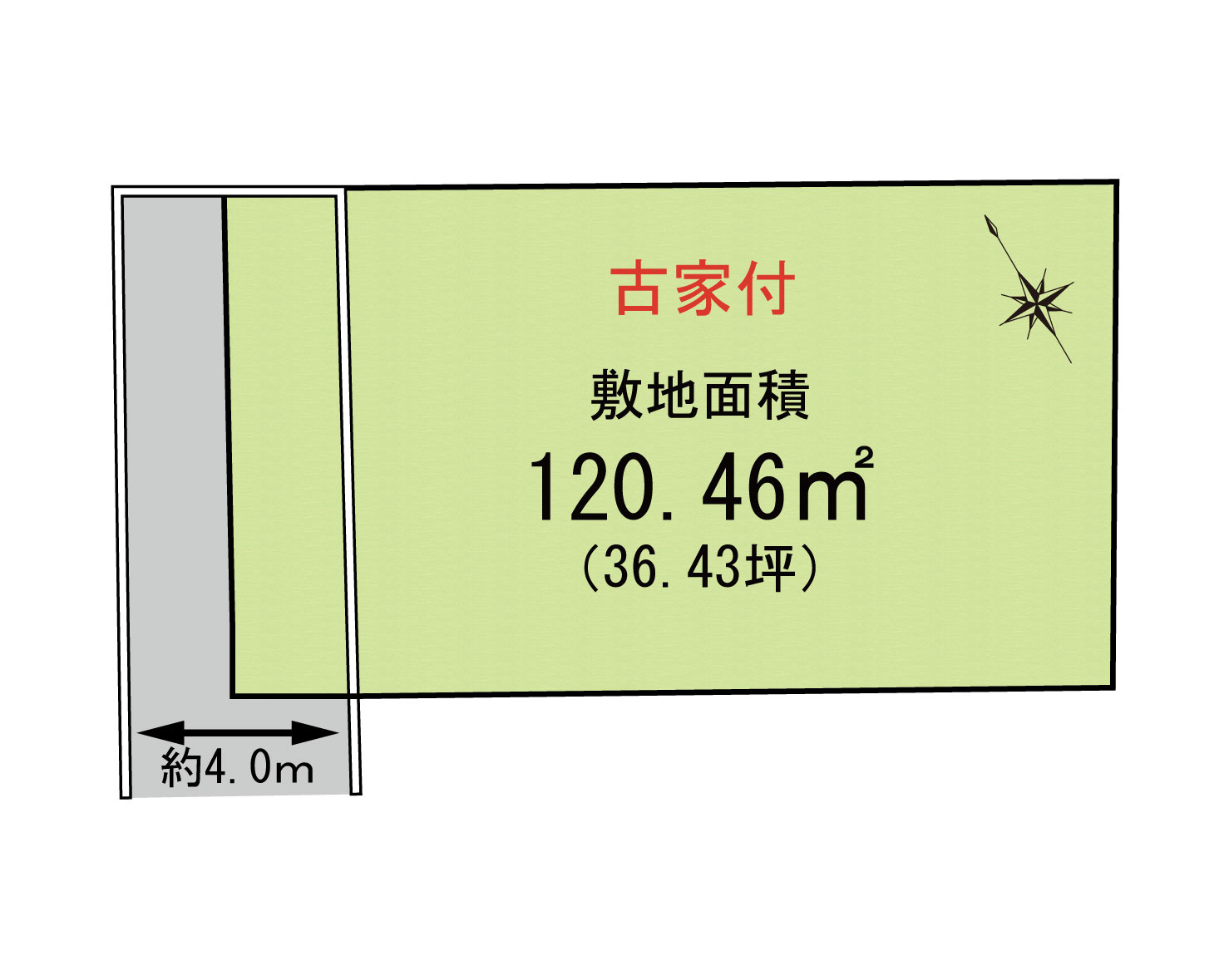 和泉市伯太町4丁目　古家付き土地の土地図
