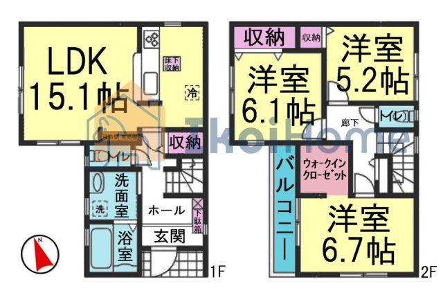 明石市二見町西二見16期　新築戸建の間取り|●年中無休：当日予約可●3LDK＋WIC完備！全居室収納完備！人気のカウンターキッチンです！