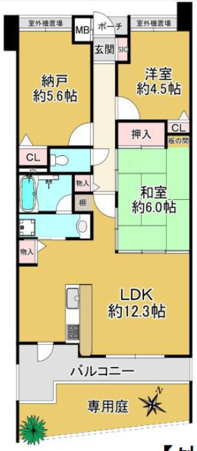 グランプレステージ明石魚住駅前　1階の間取り|3LDKです。