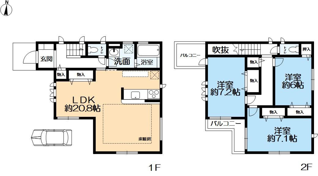 西宮市松生町の一戸建ての間取り