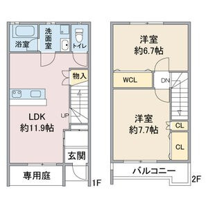 ルーミナスタウン1号棟2号棟の間取り
