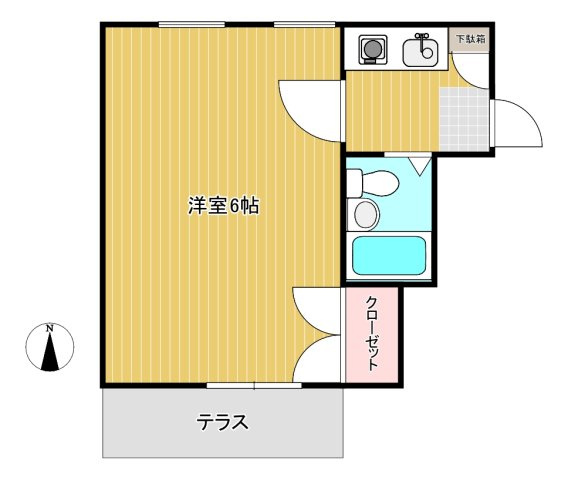 【間取り】 | ジュネパレス稲毛東 | 1階角部屋、洋間6帖