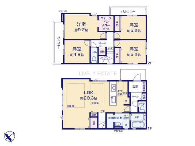 越谷市蒲生2丁目 新築分譲住宅の間取り