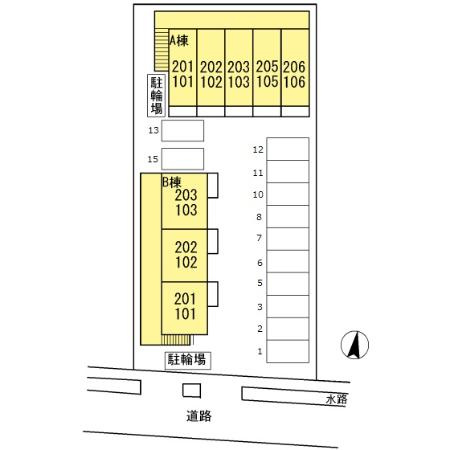 セジュールハゴロモ　A棟の区画図
