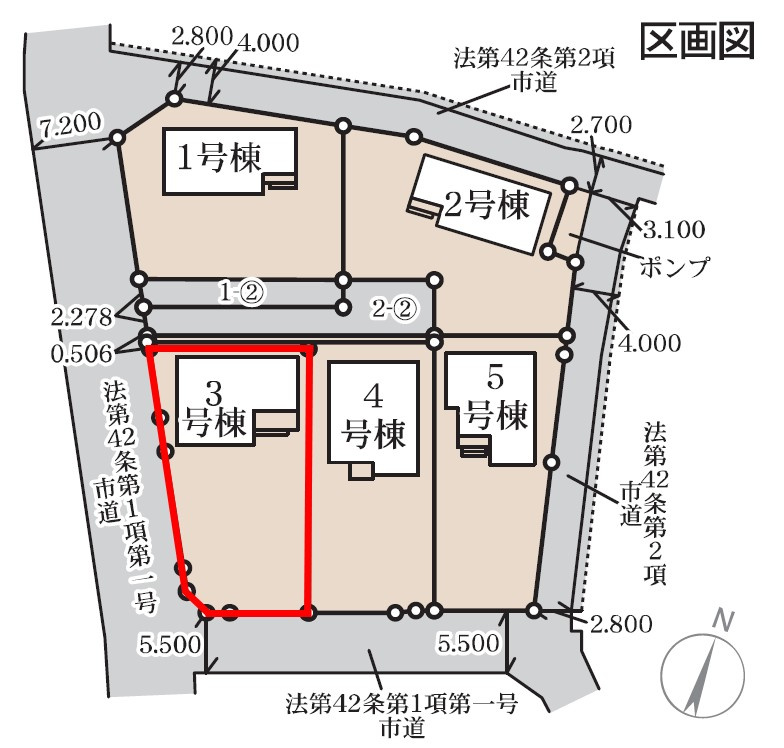 藤岡市下戸塚（全5棟）3号棟の区画図