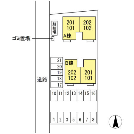 ＲＥＶＥ　B棟の区画図