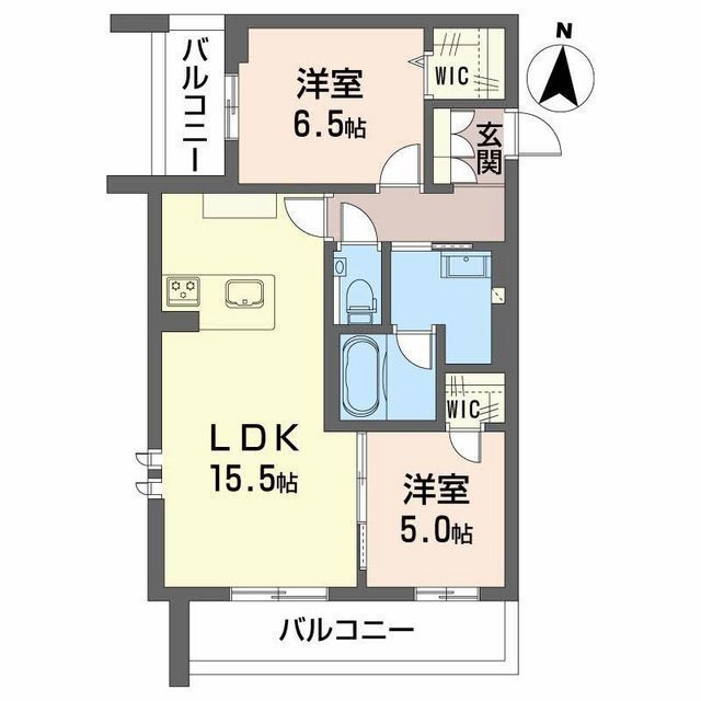各務原市那加昭南町の賃貸マンションの間取り