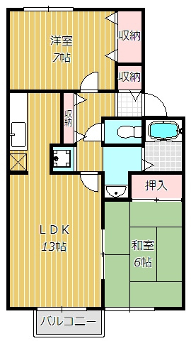 【間取り】 | ヴェルドミール | 収納スペースの多い2ＬＤＫです