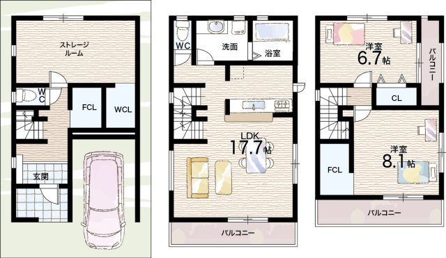 ■寝屋川市石津中町　第3期　新築一戸建ての間取り