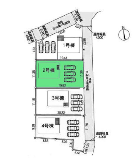 【区画図】 | クレイドルガーデン前橋市堀之下町第1ー② | カースペースは並列3台駐車可能！