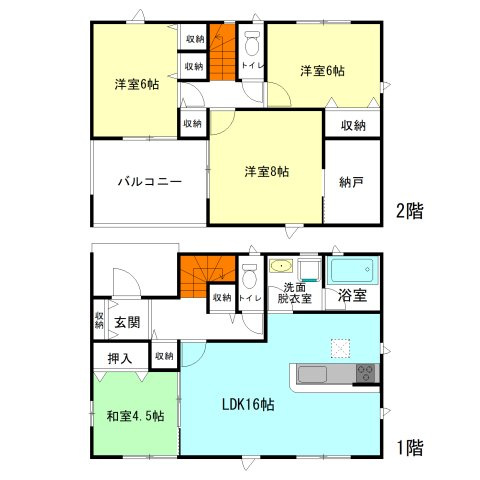 【間取り】 | クレイドルガーデン前橋市堀之下町第1ー① | 納戸付き4LDK間取り！2階全居室6帖以上！
