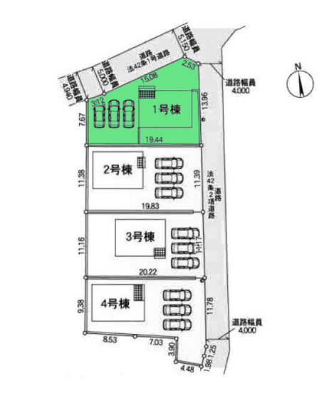 【区画図】 | クレイドルガーデン前橋市堀之下町第1ー① | カースペースは並列3台駐車可能！