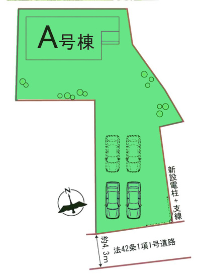 【区画図】 | ブルーミングガーデン高崎市倉賀野町405ーA | 敷地面積102坪！カースペースは4台以上駐車可能！