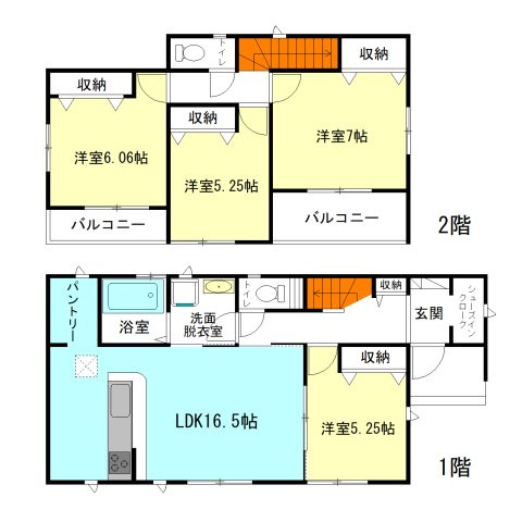 【間取り】 | ブルーミングガーデン高崎市倉賀野町405ーA | 全居室南向き＋モダンな洋室仕様！
シューズインクロークやパントリーなど各所に収納充実！