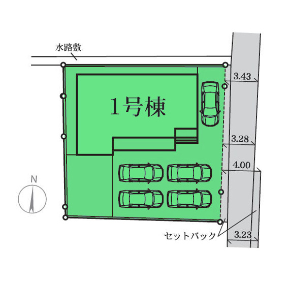 【区画図】 | リーブルガーデン.S高崎市江木町第12ー① | 敷地面積は77坪！カースペースは5台駐車可能！