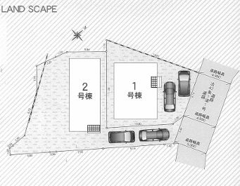 秦野市北矢名第15　新築一戸建て　1号棟の区画図|配置図
