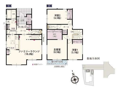 【間取り】 | リビング階段を設けることで動線の中心がLDKになり、家族とコミュニケーションをとりやすくなります。主寝室のWICは大きなものもたっぷり収納ができる3帖のスペース♪