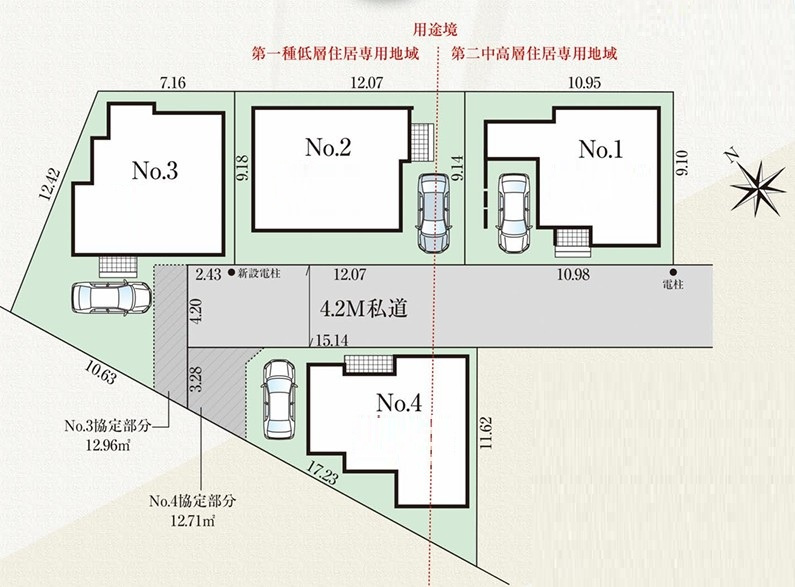 西東京市保谷町6丁目　新築一戸建　西武新宿線　西武柳沢の区画図