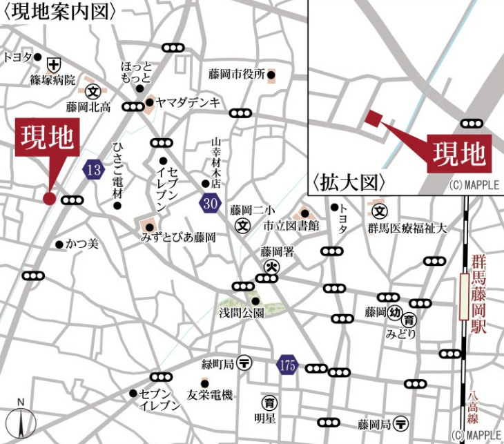 【新築】藤岡市下大塚　限定１棟　リーブルガーデン　新築建売の地図