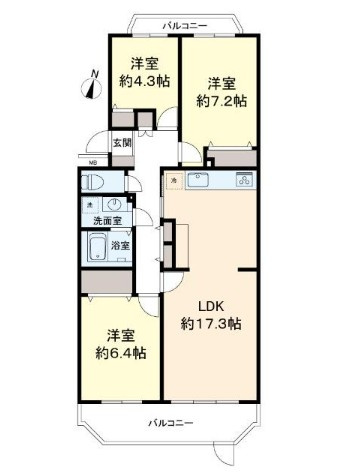 【間取り】 | エステート豊ヶ丘　2号棟　3階