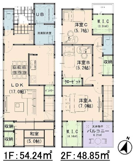【間取り】 | よかタウン(北区久米、１期②号棟)